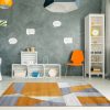 Modern On-trend Terracotta & Grey Geometric Abstract Rug - Rio