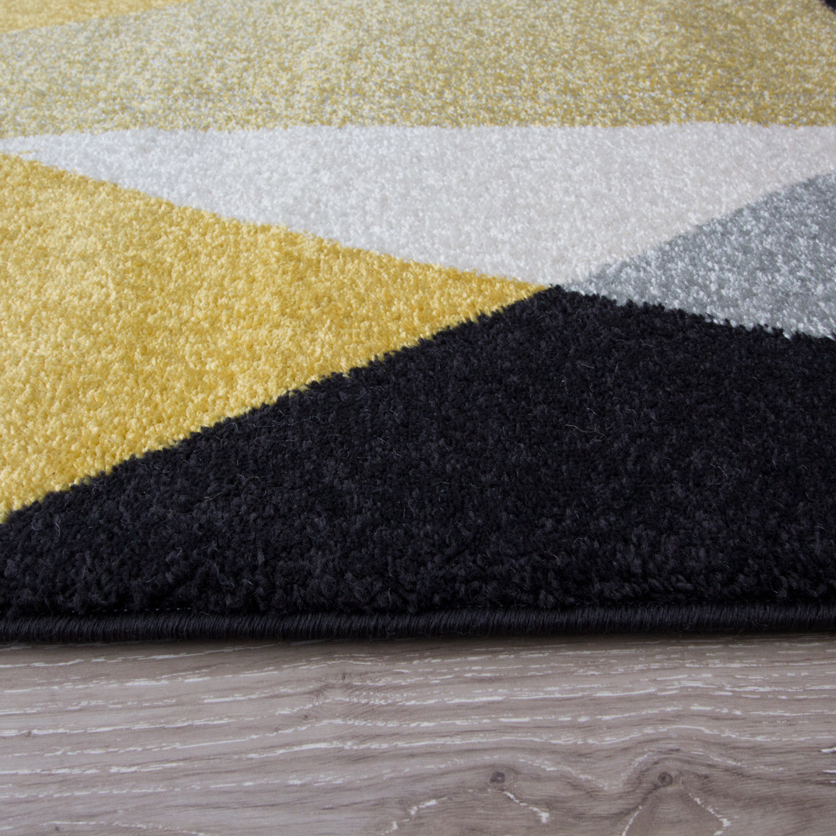 Modern Ochre, Black & Grey Geometric Abstract Rug - Rio Modern Ochre, Black & Grey Geometric Abstract Rug - Rio