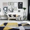 Modern Ochre, Black & Grey Geometric Abstract Rug - Rio