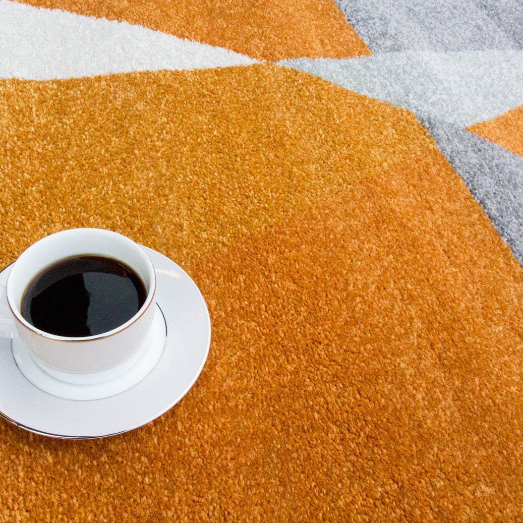 Modern On-trend Terracotta & Grey Geometric Abstract Rug - Rio Modern On-trend Terracotta & Grey Geometric Abstract Rug - Rio