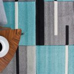 Teal Blue & Grey Patchwork Living Room Rug - Rio