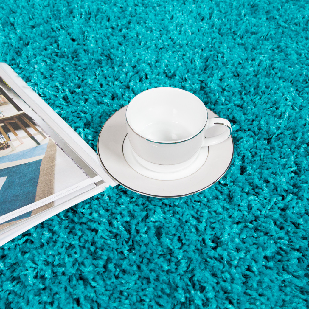 ontario-teal-above-pile_1 Teal Blue Fluffy Shaggy Rug - Vancouver