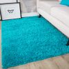 Teal Blue Fluffy Shaggy Rug - Vancouver