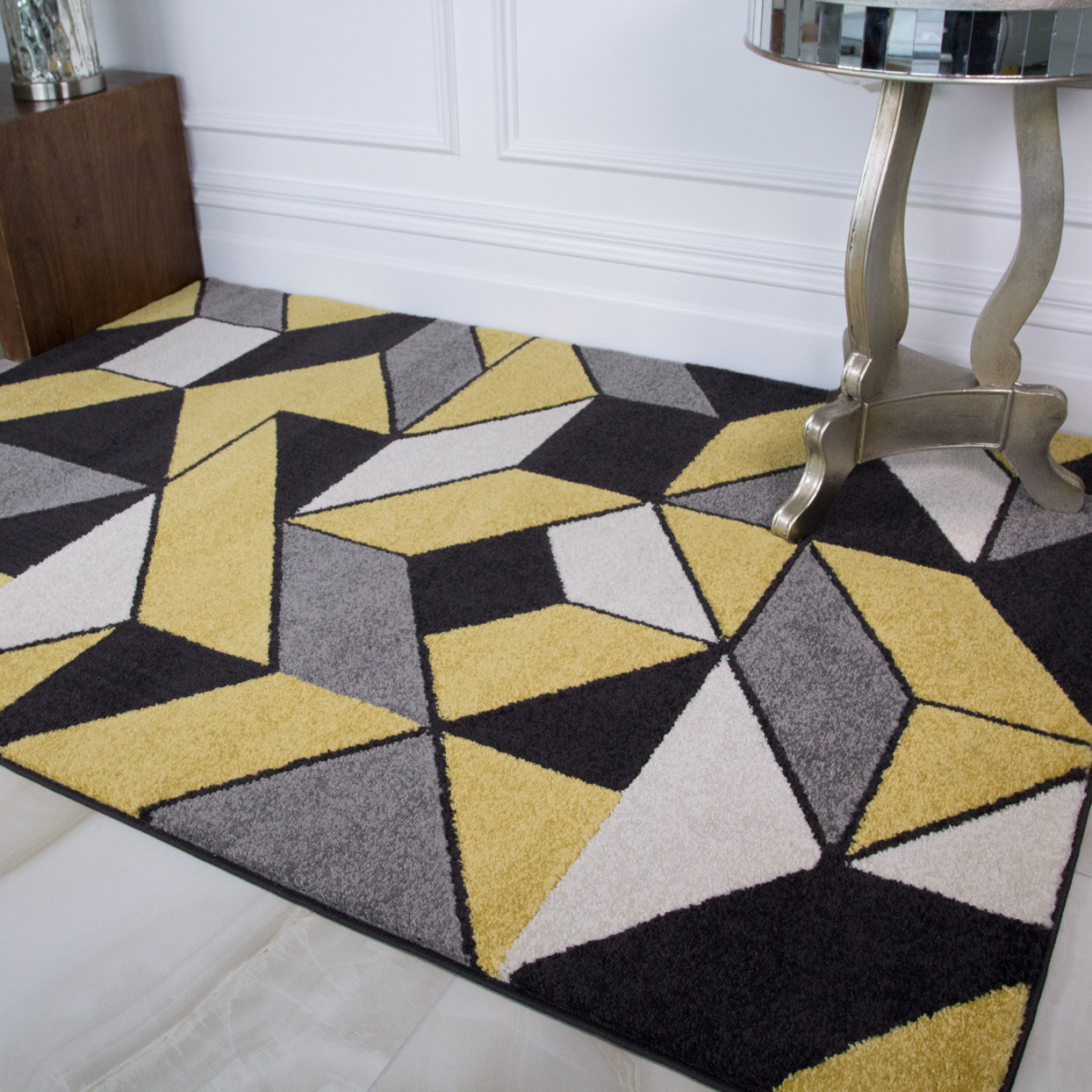 Ochre Yellow & Grey Geometric Rugs - Rio Ochre Yellow & Grey Geometric Rugs - Rio